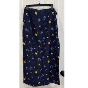 Vintage Old Navy Maxi Skirt Navy Blue with Blue and Yellow Floral GUC